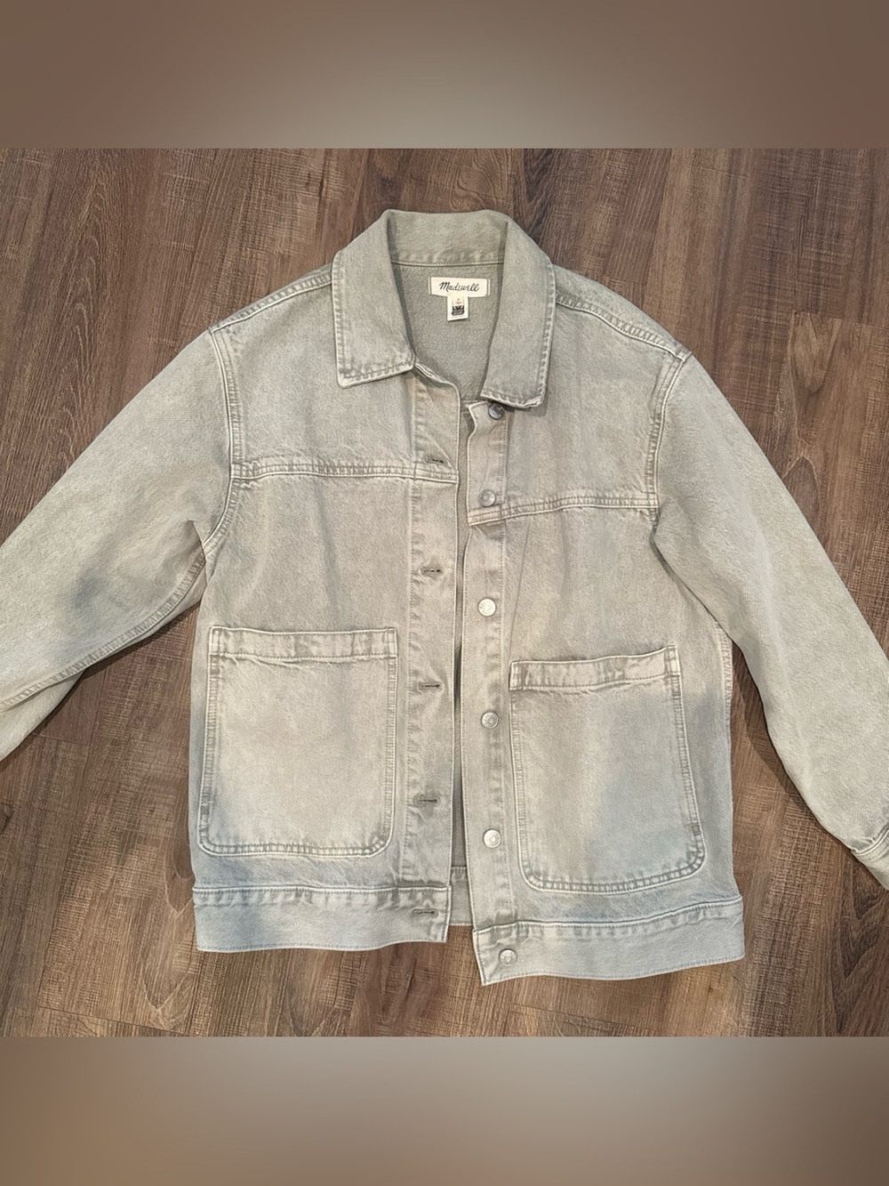 Madewell Washed Gray Denim Jacket with Patch Pockets